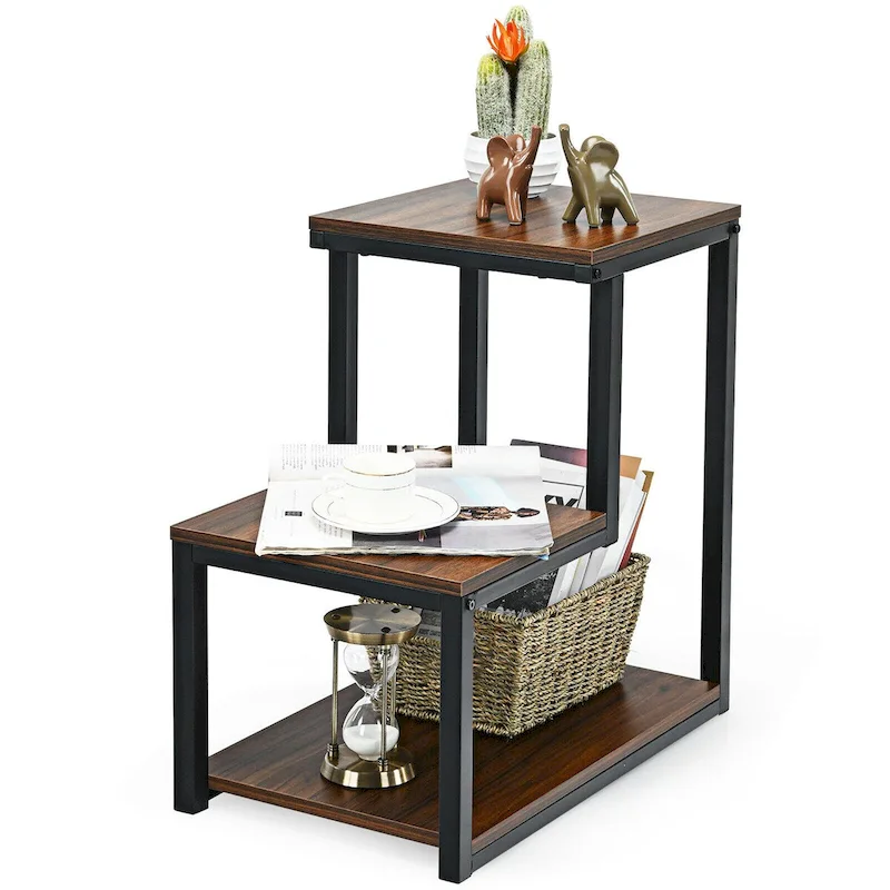 3-Tier End Table Nightstand with Storage Shelf | Modern Bedside Side Table