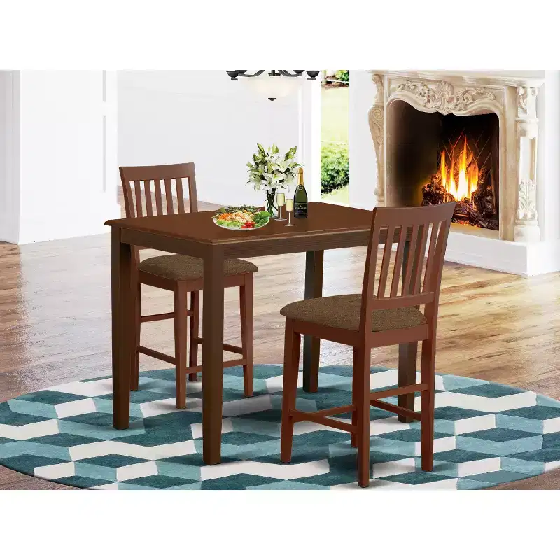 Counter Height Dining Set 5 Piece Table & Stools - Buttermilk Cherry Finish - Modern Farmhouse Style