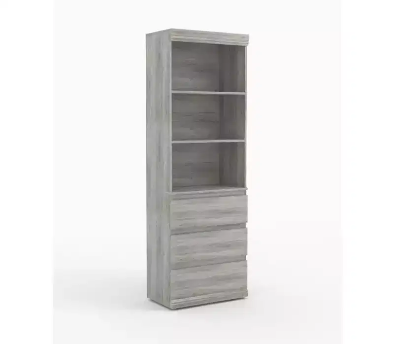 White Modern 70 Tall Bookcase with 3 Drawers & 3 Tier Open Shelves, Deep Storage Book Shelves Cabinet Organizer for Living Room, Home Office