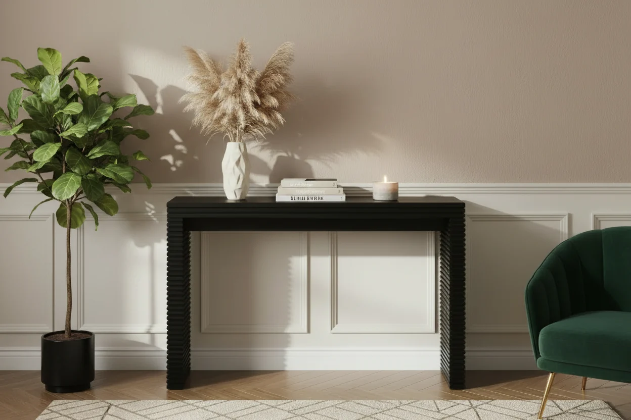 Modern Console Table with Ribbed Base