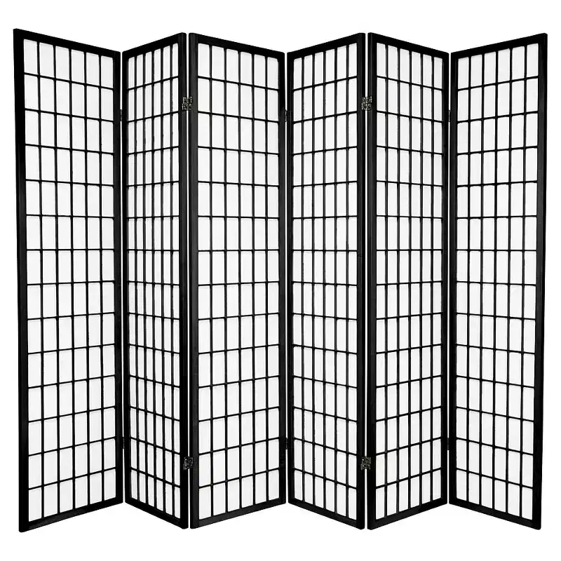 Oriental Furniture 6' Tall 6 Panel Window Pane Shoji Screen