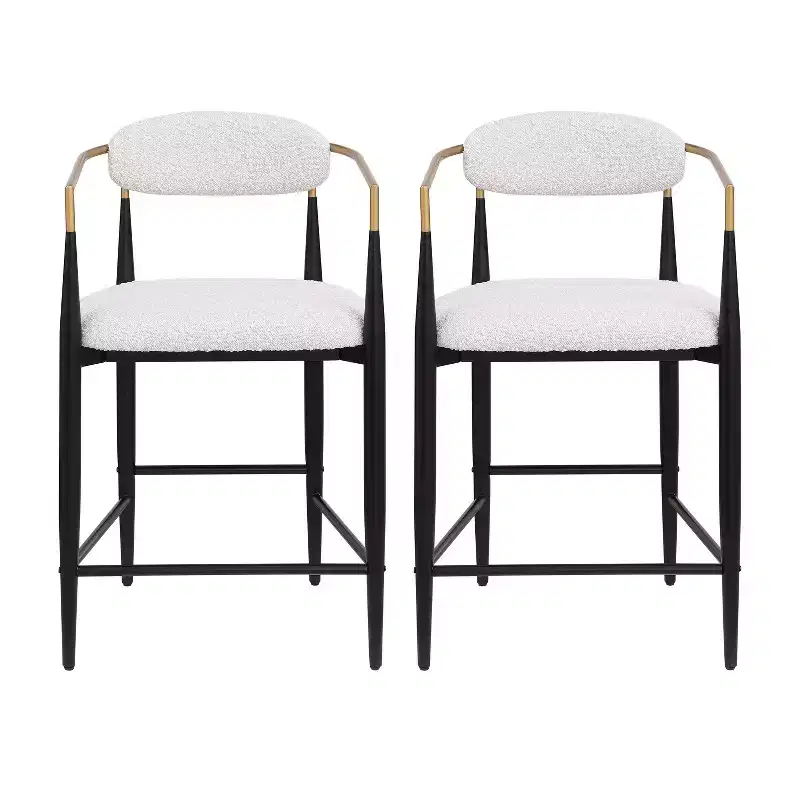 Christopher Knight Home Set of 2 25 Liam Modern Upholstered Iron Counter Height Barstools Beige/Black