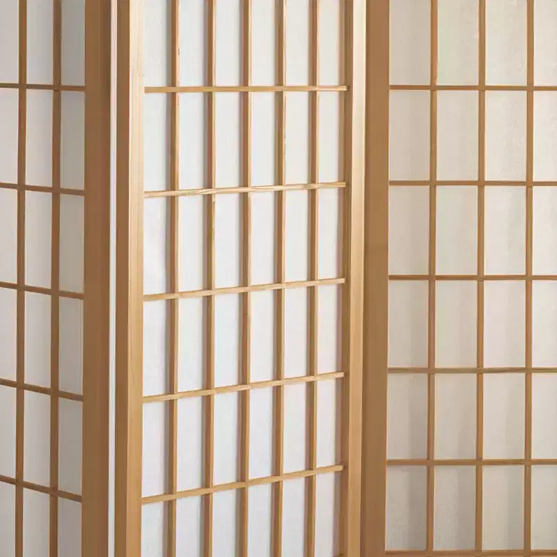 4 ft. Tall Window Pane Shoji Screen - Natural (6 Panels): Hardwood Frame, No Assembly Required