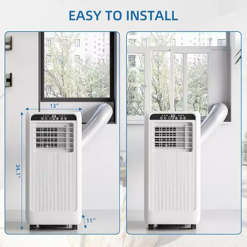 GustoWave 8000 BTU Portable Air Conditioner 3-in-1 AC with Remote, 24H Timer, Low Noise for Bedroom, Office, 350 Sq. ft.