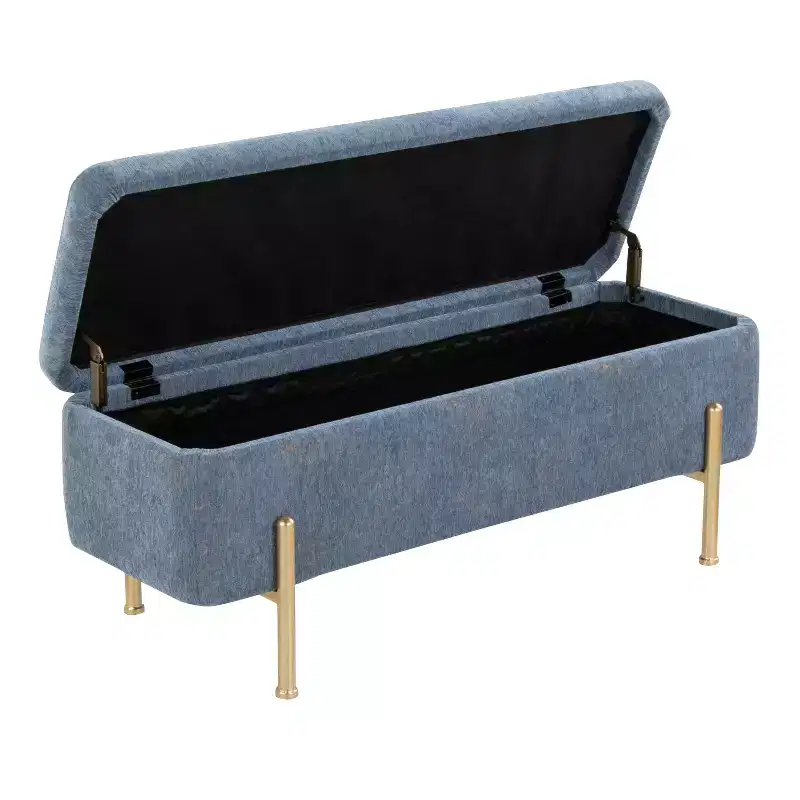 LumiSource Daniella Bench Gold/Blue Fabric