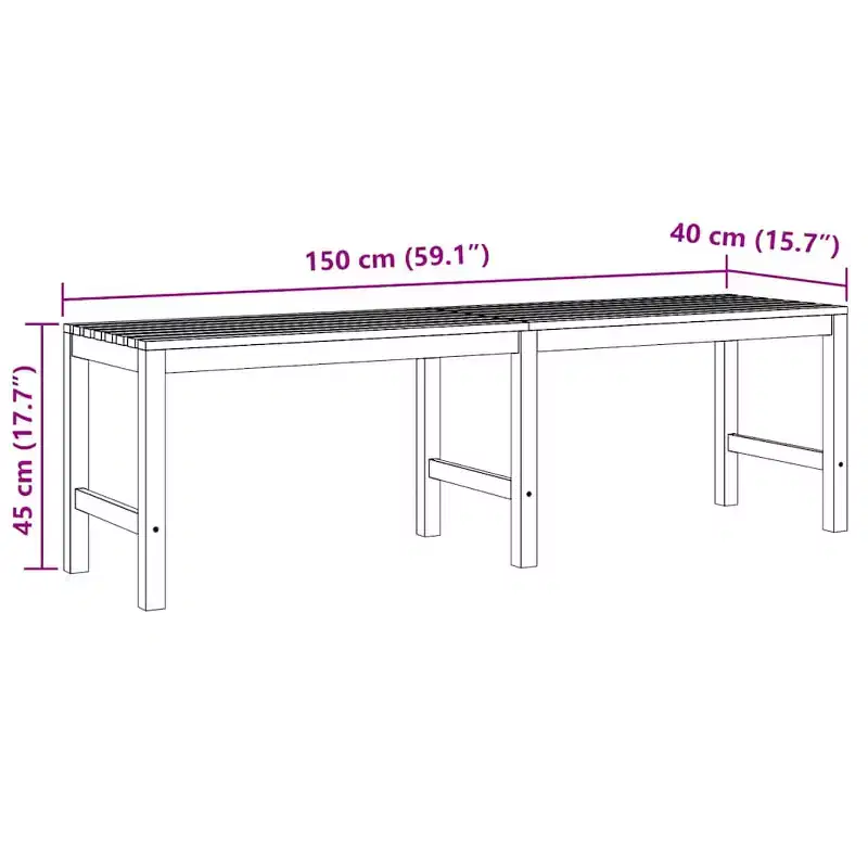 Bench Teak Solid Teak Wood 59.1 in long Durable Garden Bench
