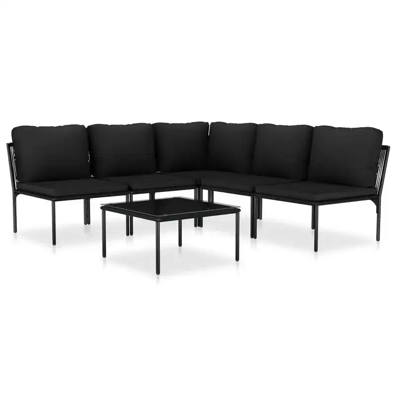 vidaXL Patio Lounge Set Patio Furniture Set Table and Chair Set Black PVC