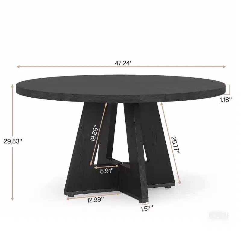 MAYEERTY Farmhouse Style Round Dining Table, 47 Retro Home Kitchen Table