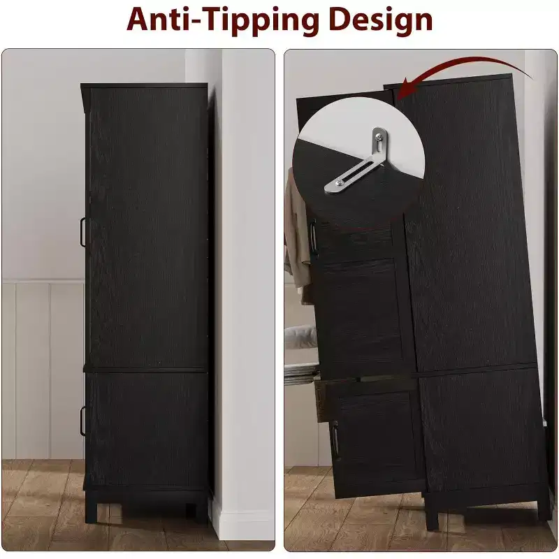 72 Inch Armoire Wardrobe Closet with 4 Doors, Wooden Bedroom Wardrobe with Hanging Rod And Adjustable Shelf, Clothing Storage Cabinet