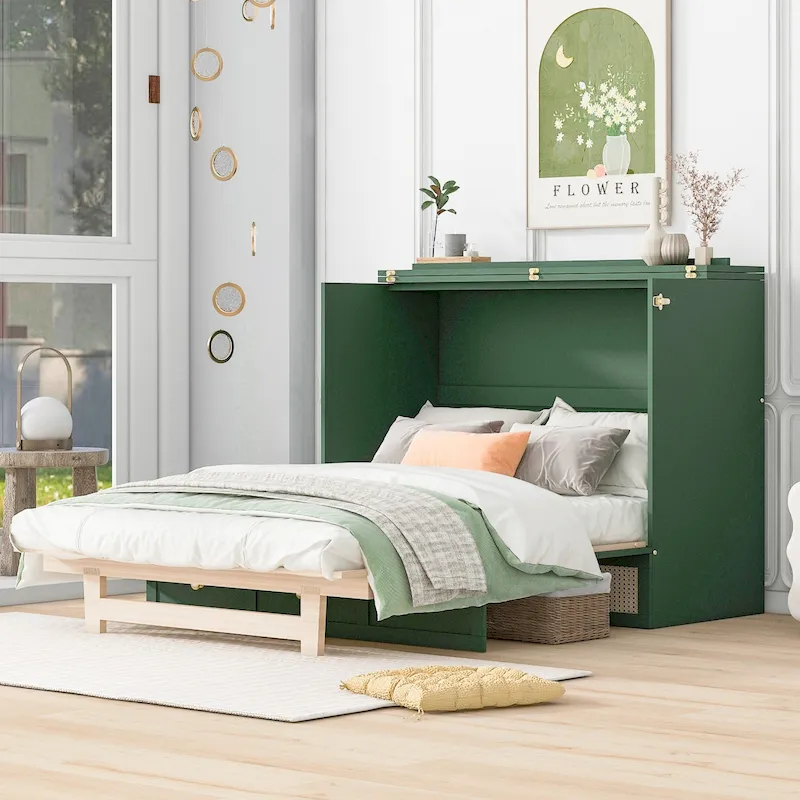 Nestfair Full Size Murphy Bed with Large Drawers