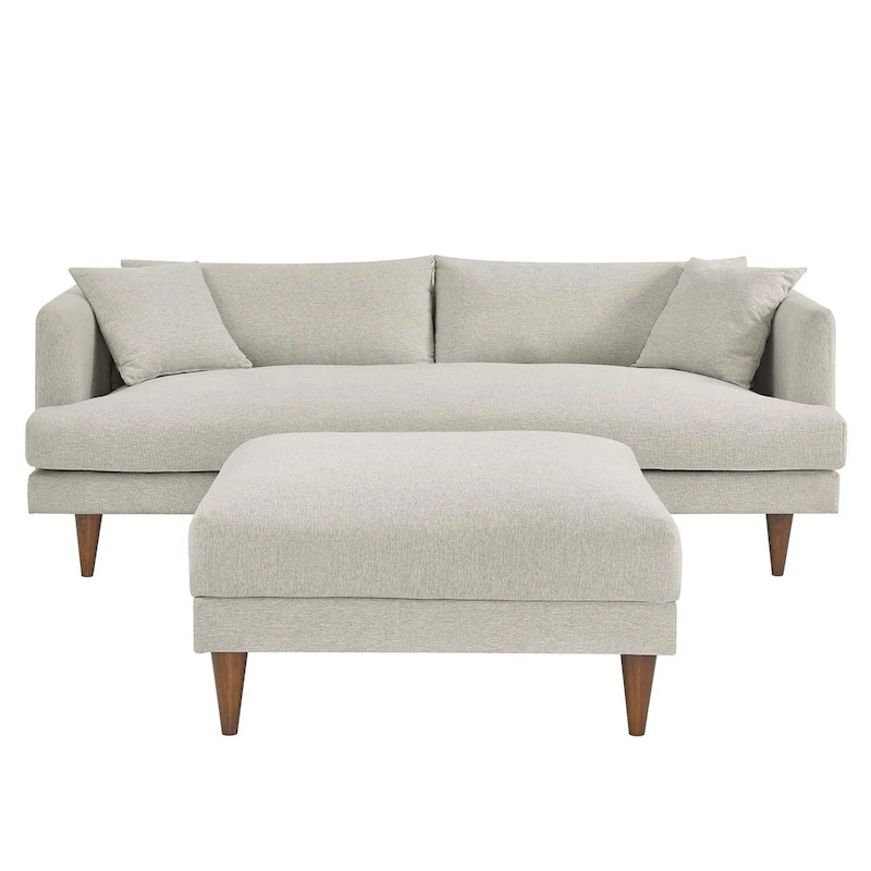 Zoya Down Filled Overstuffed Sofa and Ottoman Set