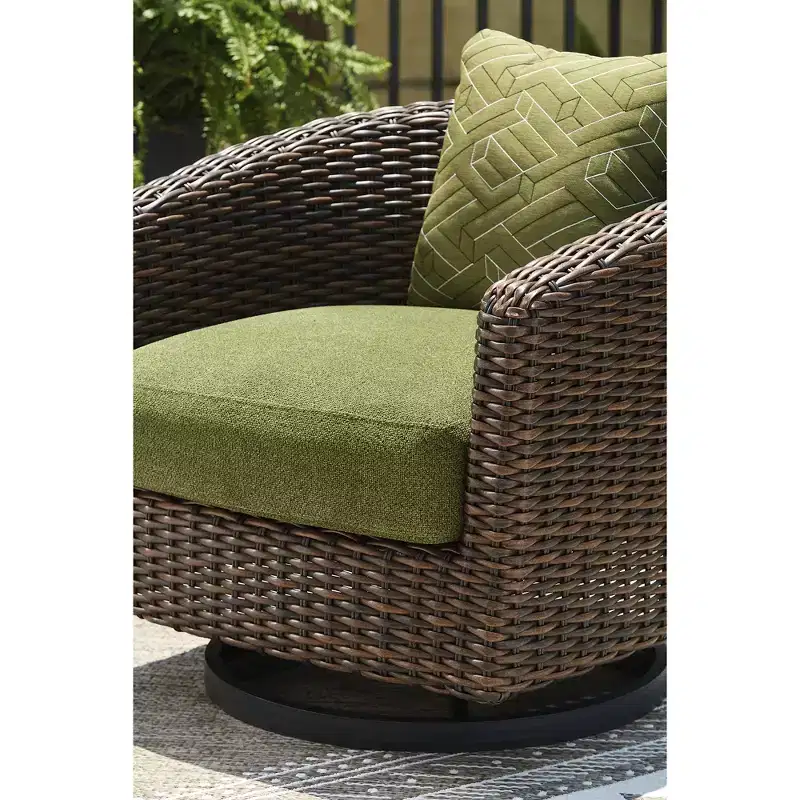 Signature Design by Ashley Horizon Hall All-Weather Outdoor Swivel Lounge with Cushion, Green
