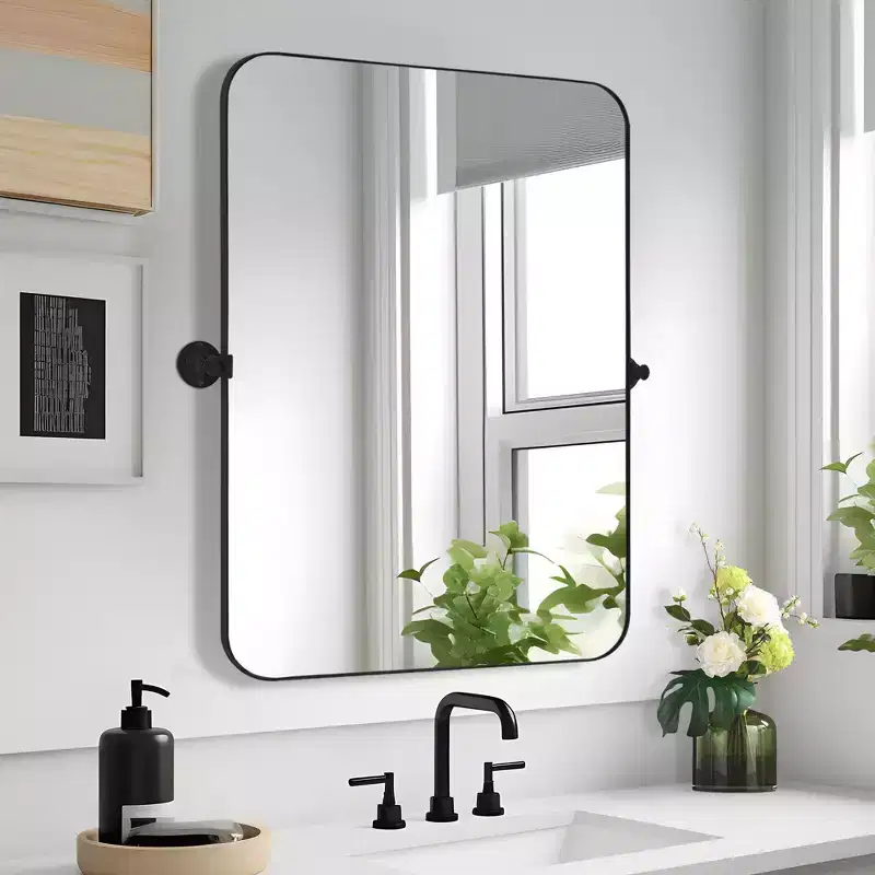 PexFix Rectangular Metal Framed Pivoted Bathroom Wall Vanity Mirror