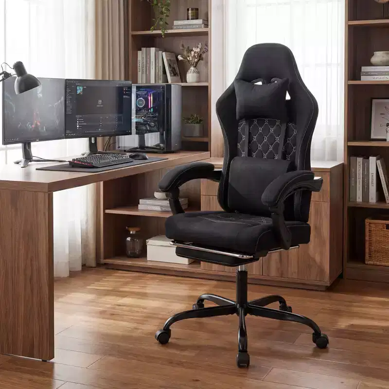 Height Adjustable Computer Chair with Headrest, Lumbar Support, Linkage Armrests Black/Gray