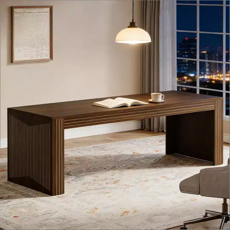 Rustic Wood Executive Desk 79 Inch
