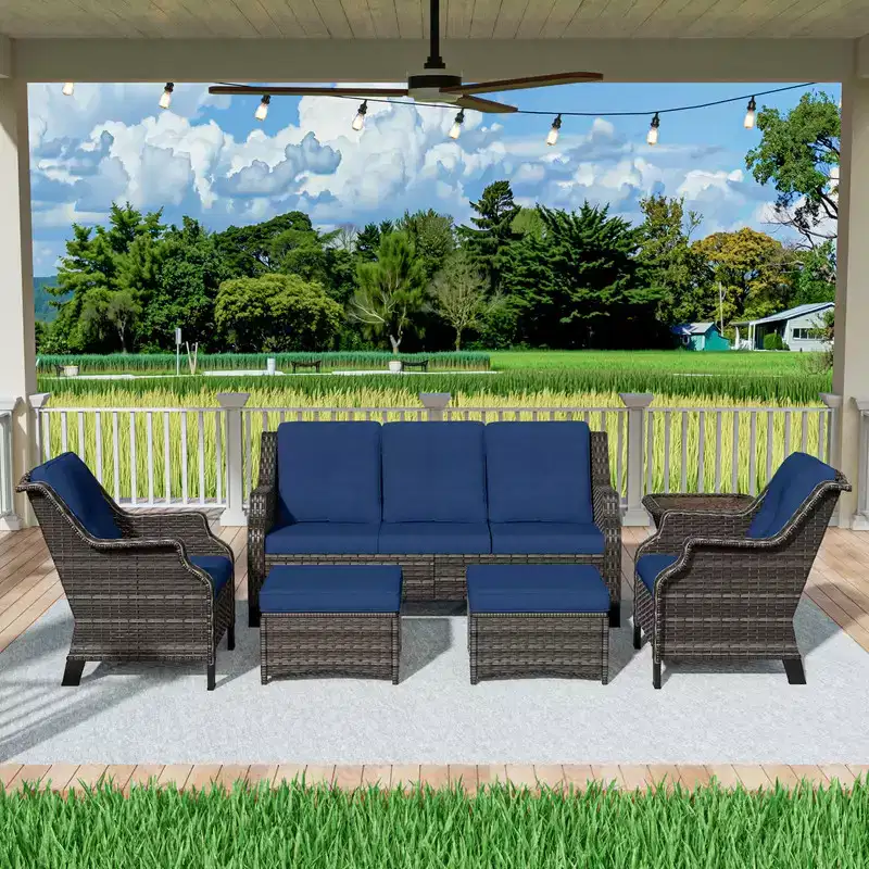 UPTIOT 6-Pieces Wicker Outdoor Patio Furniture Sets