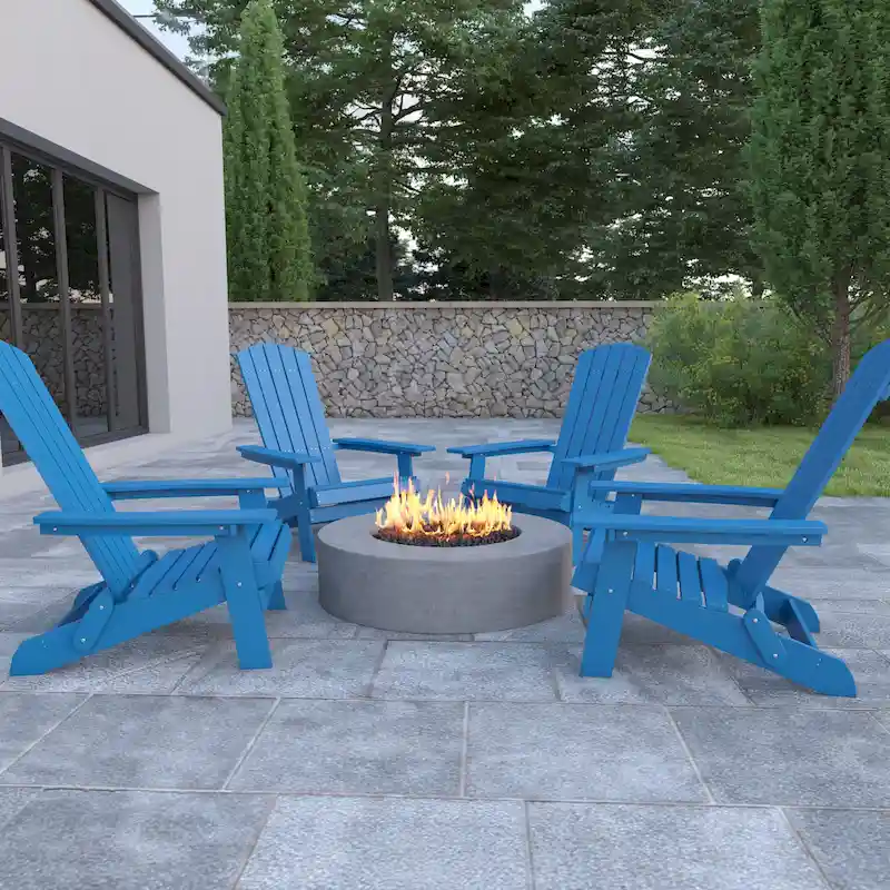 Poly-resin Folding Adirondack Indoor/Outdoor Patio Chair (Set of 4)
