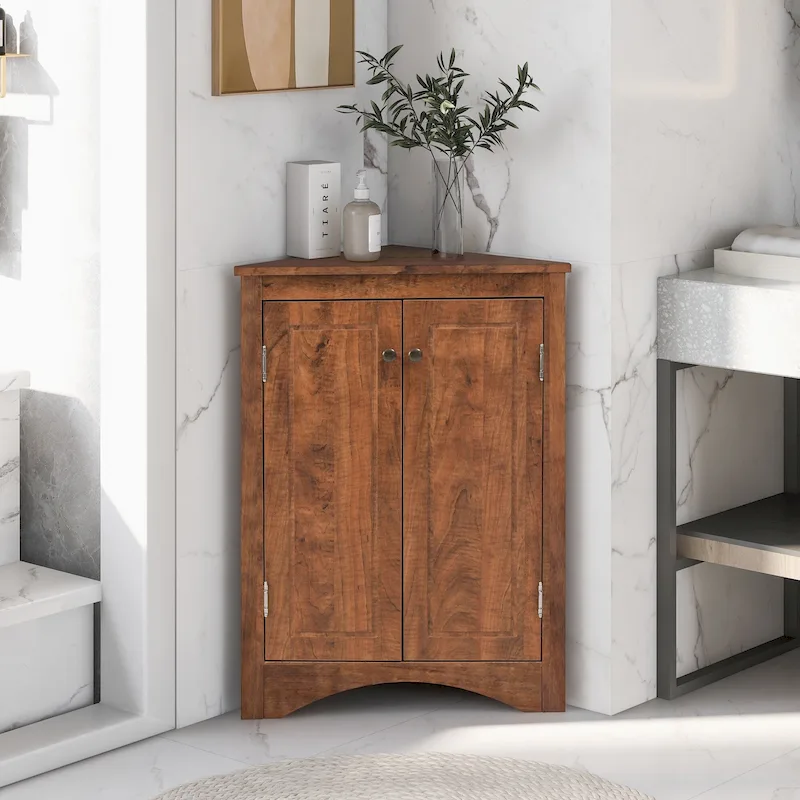 17.2 in. W x 17.2 in. D Triangle Bathroom Storage Cabinet with Adjustable Shelves
