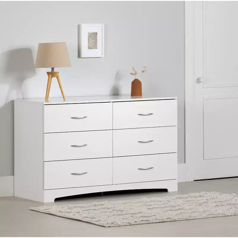 6 Drawer Horizontal Dresser - White