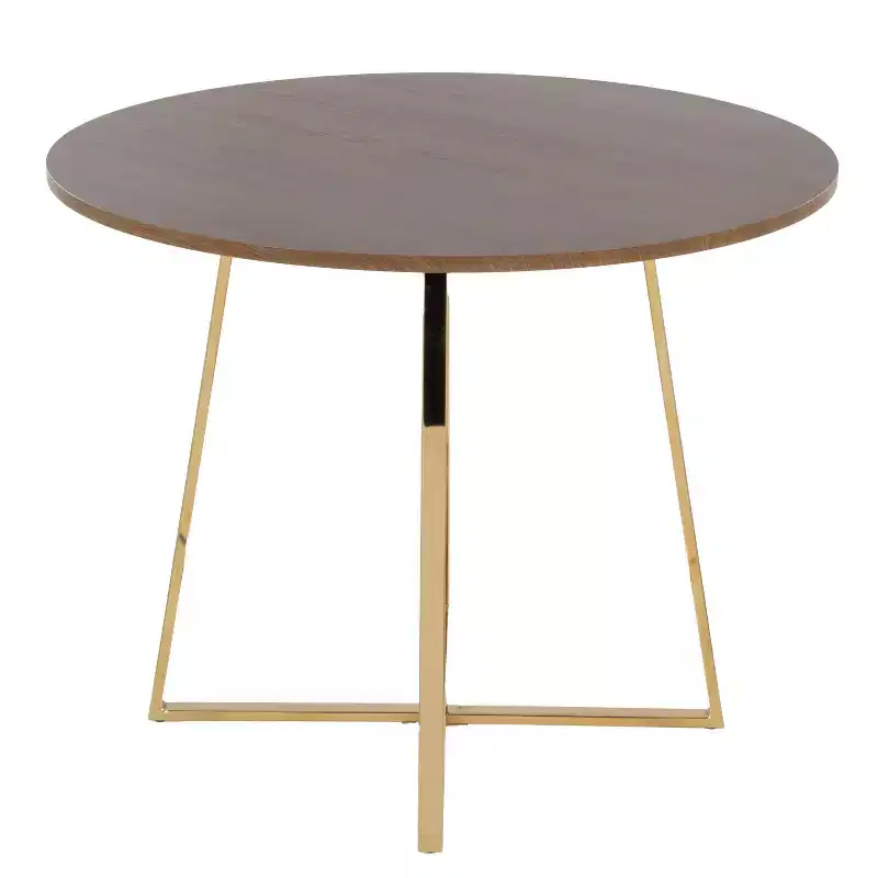LumiSource Cosmo Wood Dining Table Gold/Walnut