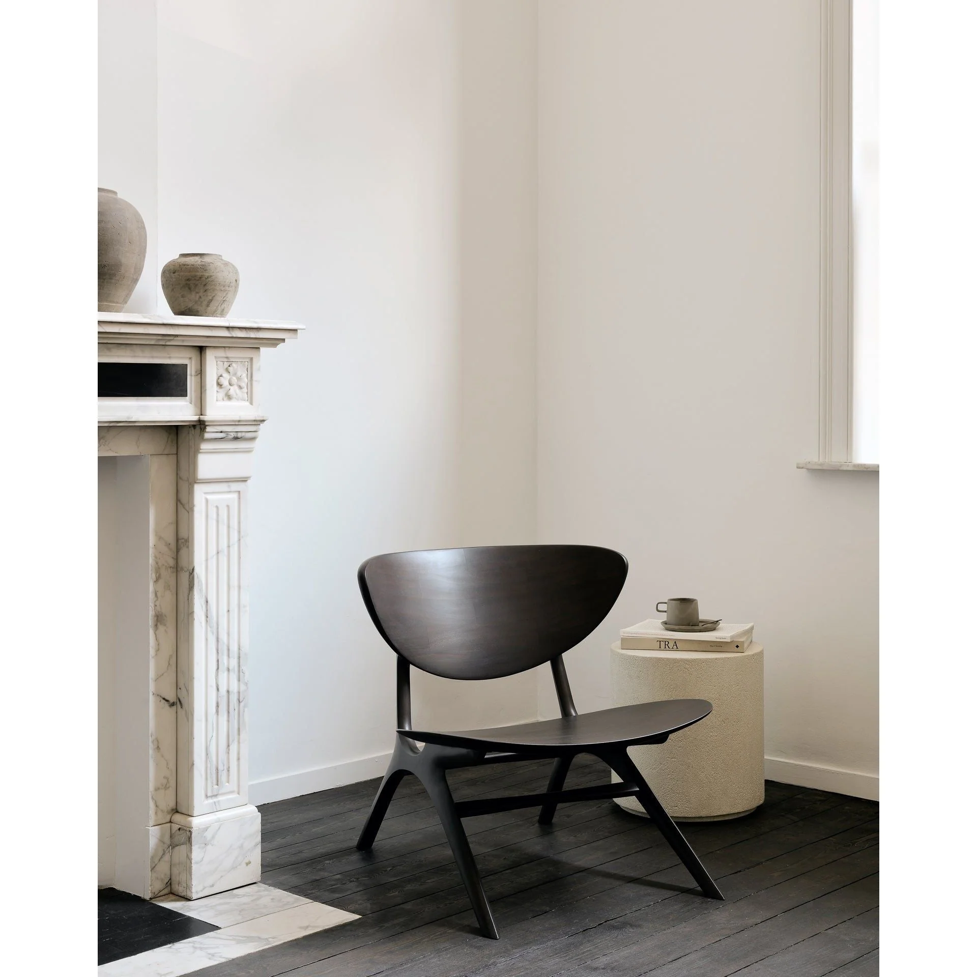 Artisan Microcement Stone Side Table with Round Earthy Textured Top for Living Room
