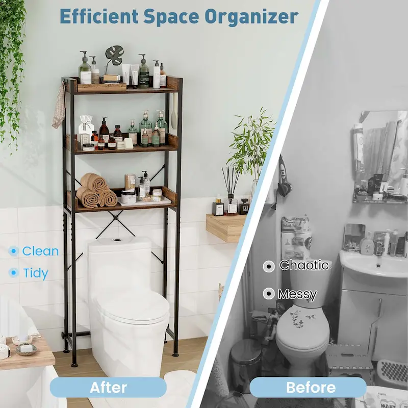 Costway 3-Tier Over-The-Toilet Bathroom Shelf Metal Frame Space Saver - See Details
