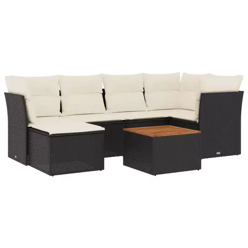 vidaXL Garden Sofa Set Black, Cream White