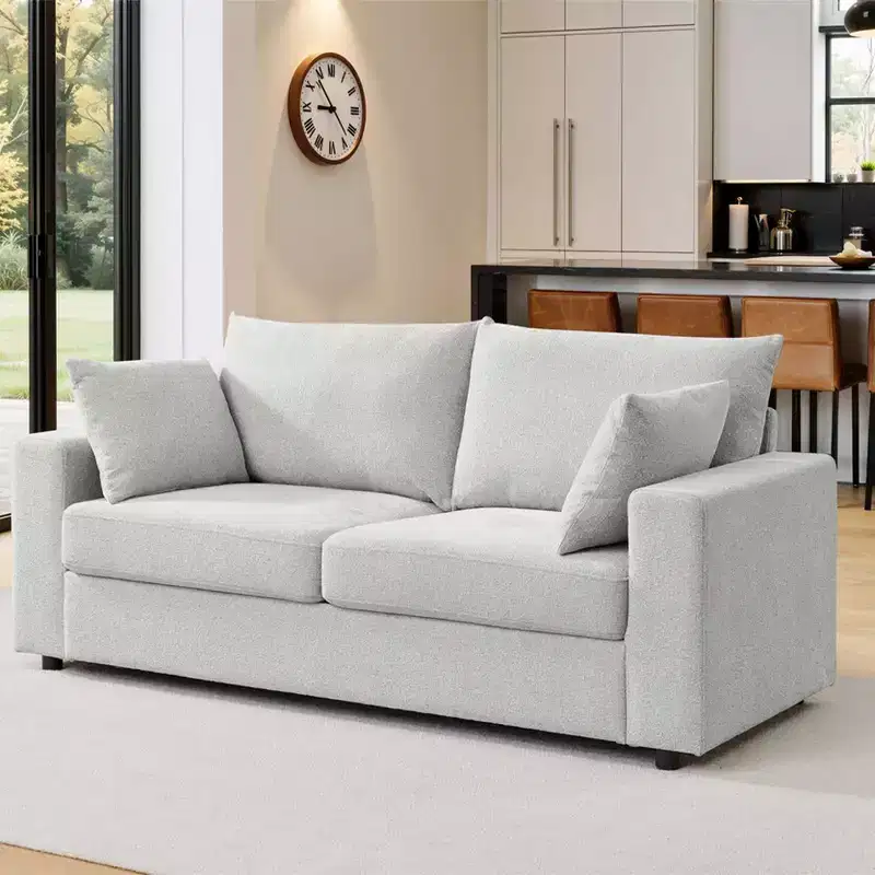 Zeus & Ruta 78 Modern Upholstered Sofa with Deep Cushions & Removable Pillows for Living Rooms