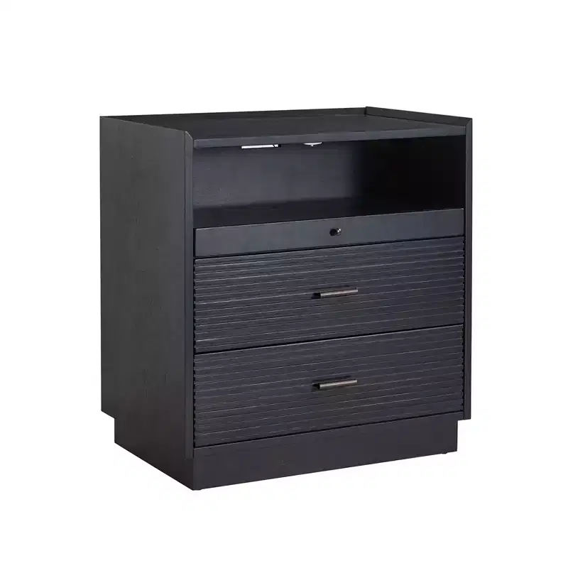 Alcide end table with USB and LED Light| ART OF LIVING DESIGNS-BLACK