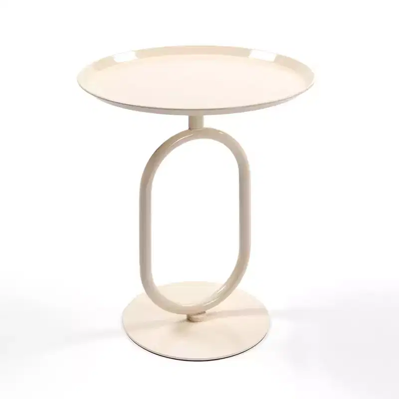 Okak Elegent Lantern-shaped End Table with Metal Frame, Round Small Table with Pedestal, Accent Table for Living Room, Small Space