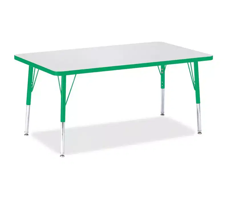 Elementary Height Color Edge Rectangle Table (30 x 48) in Green