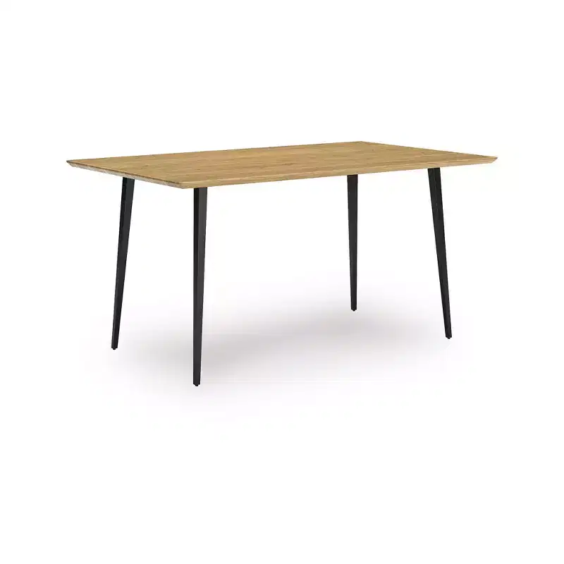 Signature Design by Ashley Gretlynn Modern Rectangular Dining Table - Light Natural Wood with Black Metal Legs - Seats 6