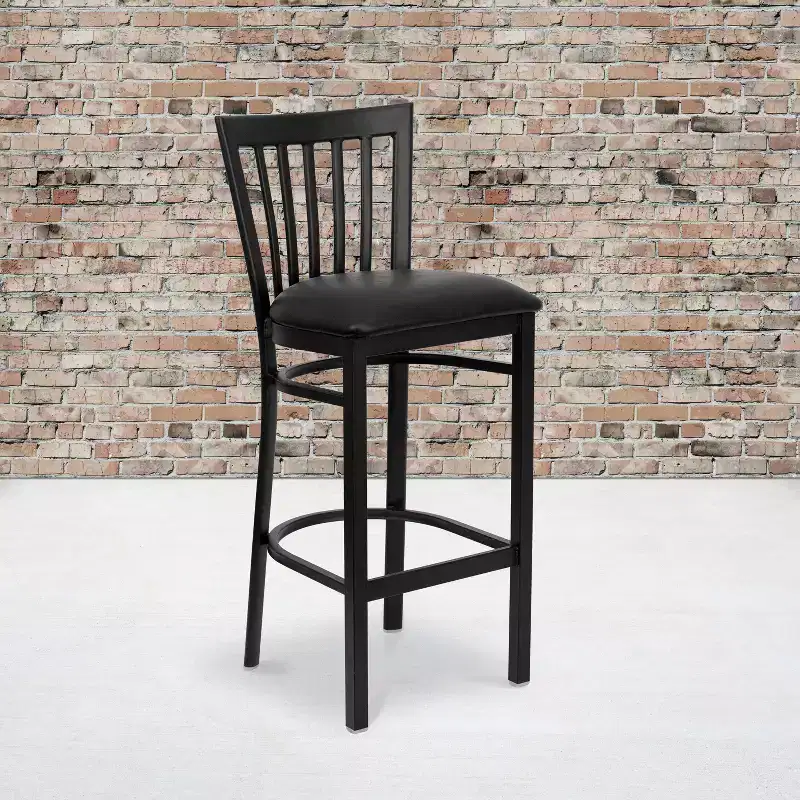 School House Back Metal Restaurant Barstool, Set of 2