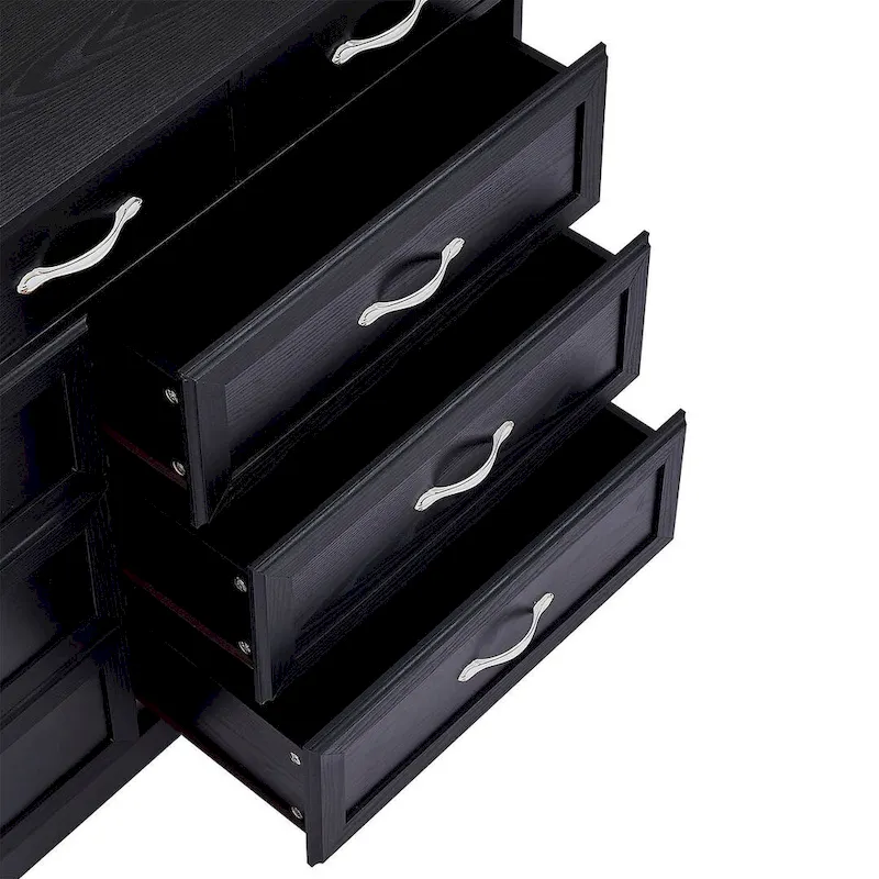 47.56W 9-drawers Bedroom long wood chest of dresser