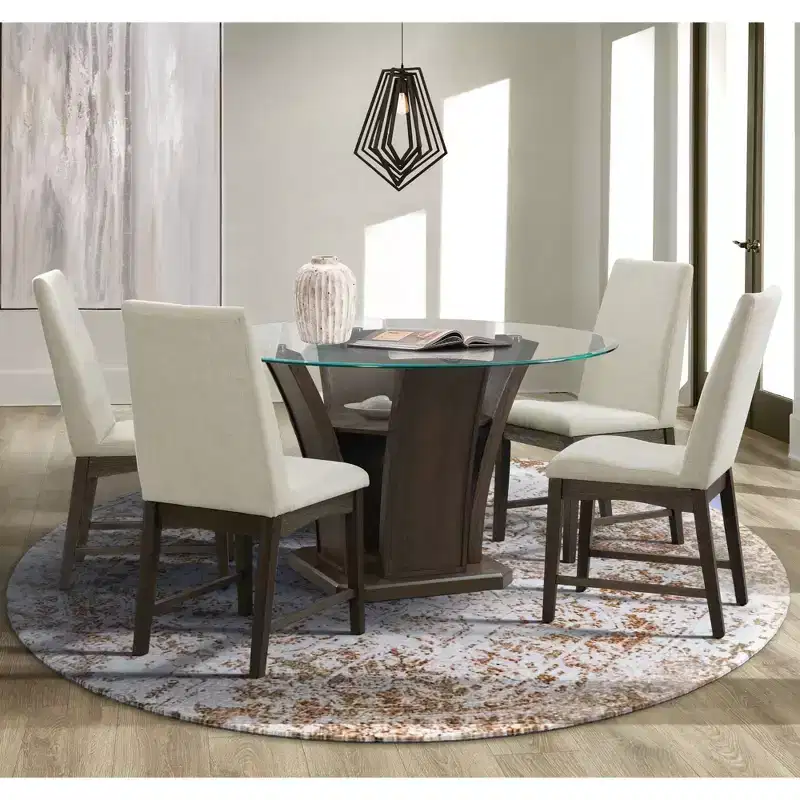 2pc Simms Standard Height Side Chair Set Walnut - Picket House Furnishings: Cream Upholstered Parsons Style