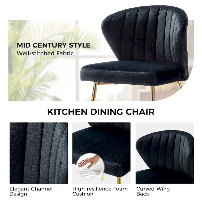 Luna Modern Glam Upholstered Tufted Back Side Accent Dining Chair with Small Base by HULALA HOME