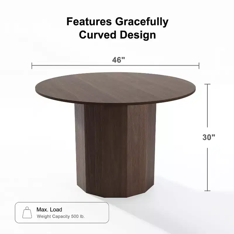 PexFix 46 Round Solid Wood Dining Table Kitchen Tables