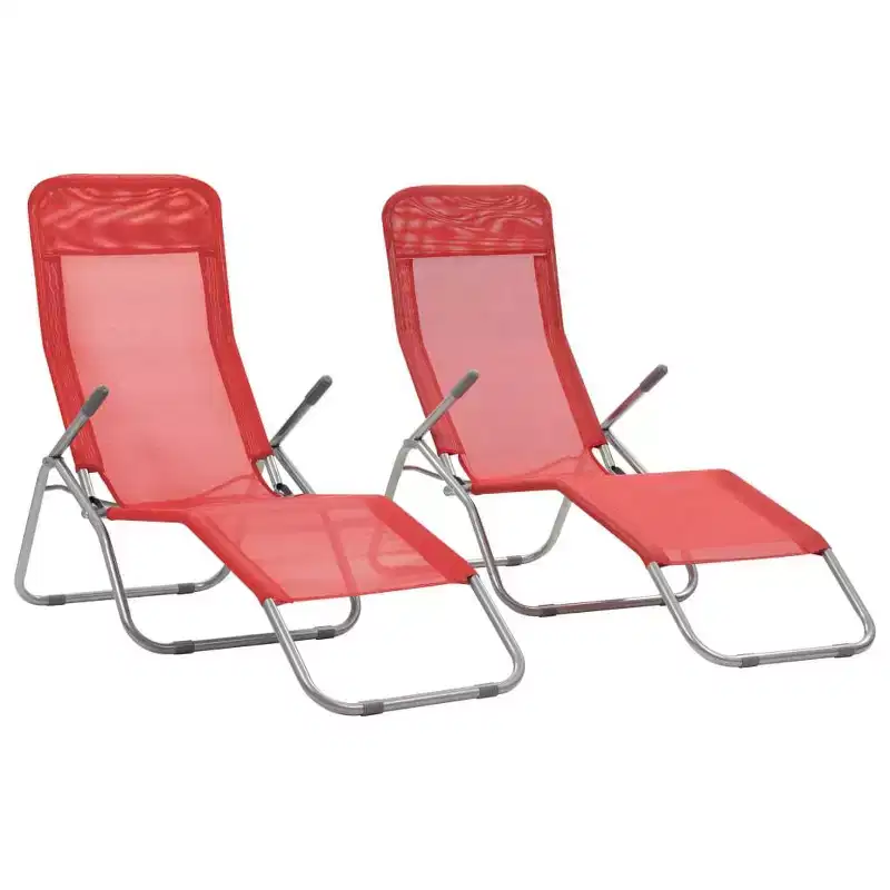 vidaXL Sun Lounger Set of 2 Powder-coated steel, Textilene Standard