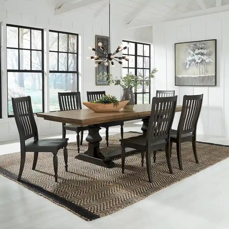 Harvest Home Chalkboard 7 Piece Trestle Table Set