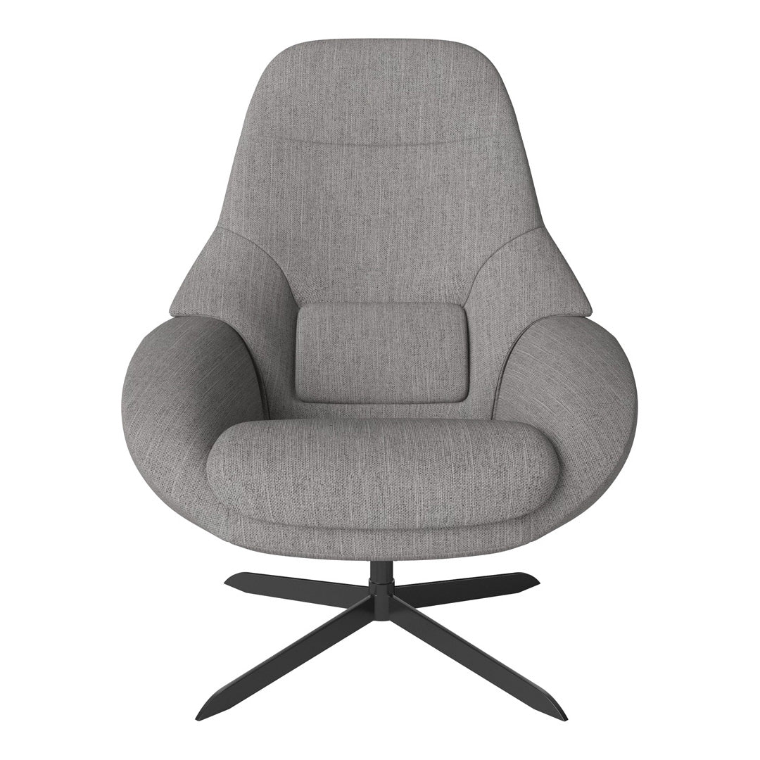 Contemporary Fabric or Leather Swivel Lounge Armchair with Ergonomic Curved Form for Living Room