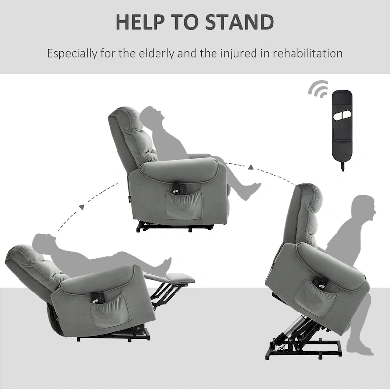 HOMCOM Electric Power Lift Recliner, Upholstered Vibration Massage Chair with Remote Control