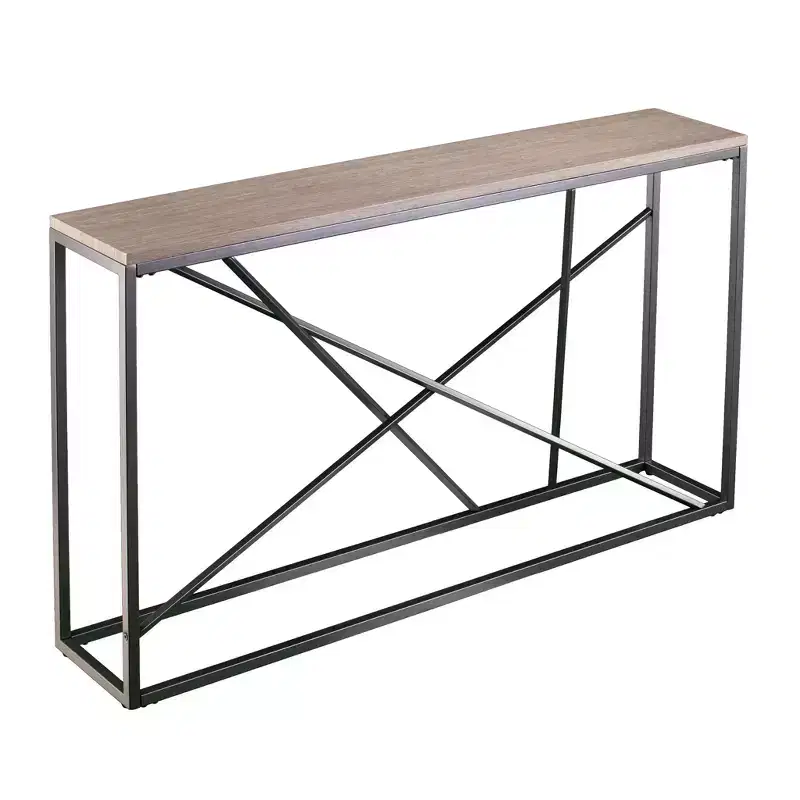 HomeRoots 52 Taupe and Gray Faux Stone Frame Console Table