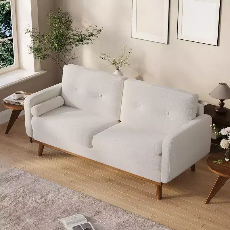 65 Modern Loveseat Sofa, 2 Seater Upholstered Sofa Couch With Wide Armrest, Deep Seat Sofa Couch for Living Room Office Bedroom Apartment