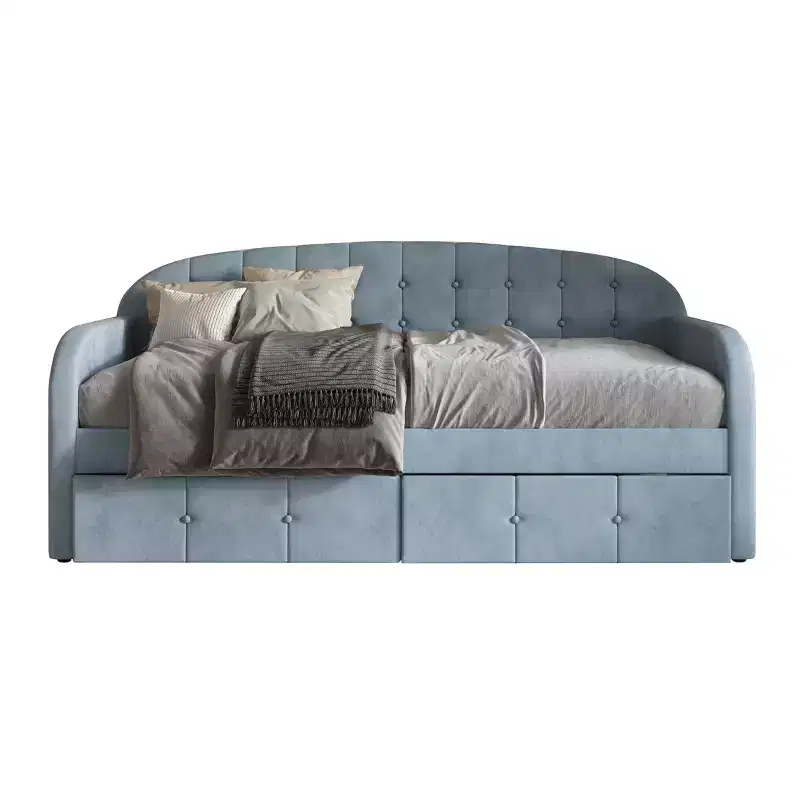 Twin Size Daybed in Velvet with Storage