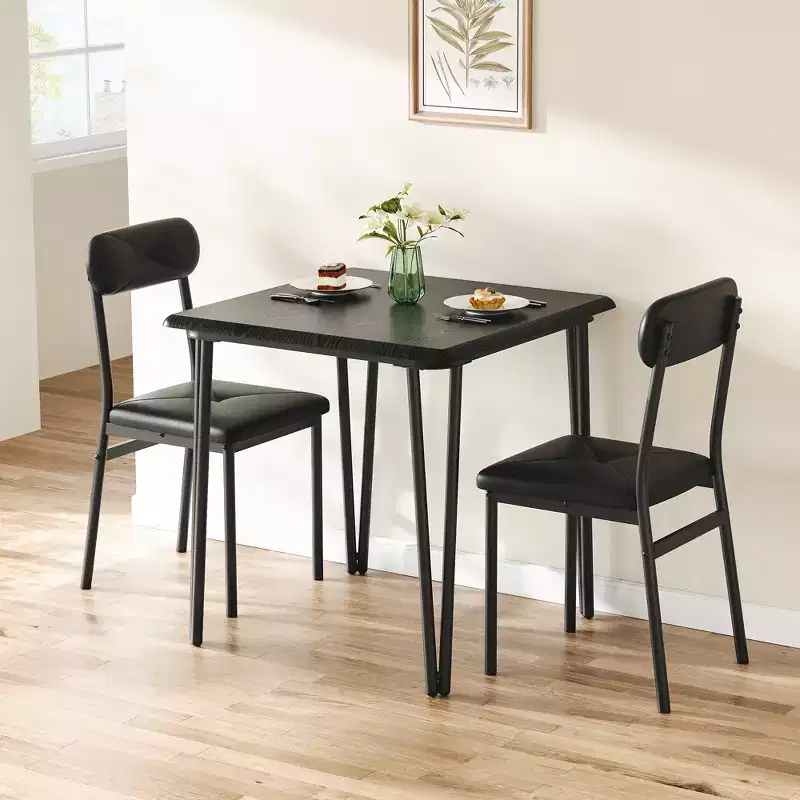 Kitchen Table and Chairs for 2, Small Square Dining Room Table Set with 2 Upholstered Chairs