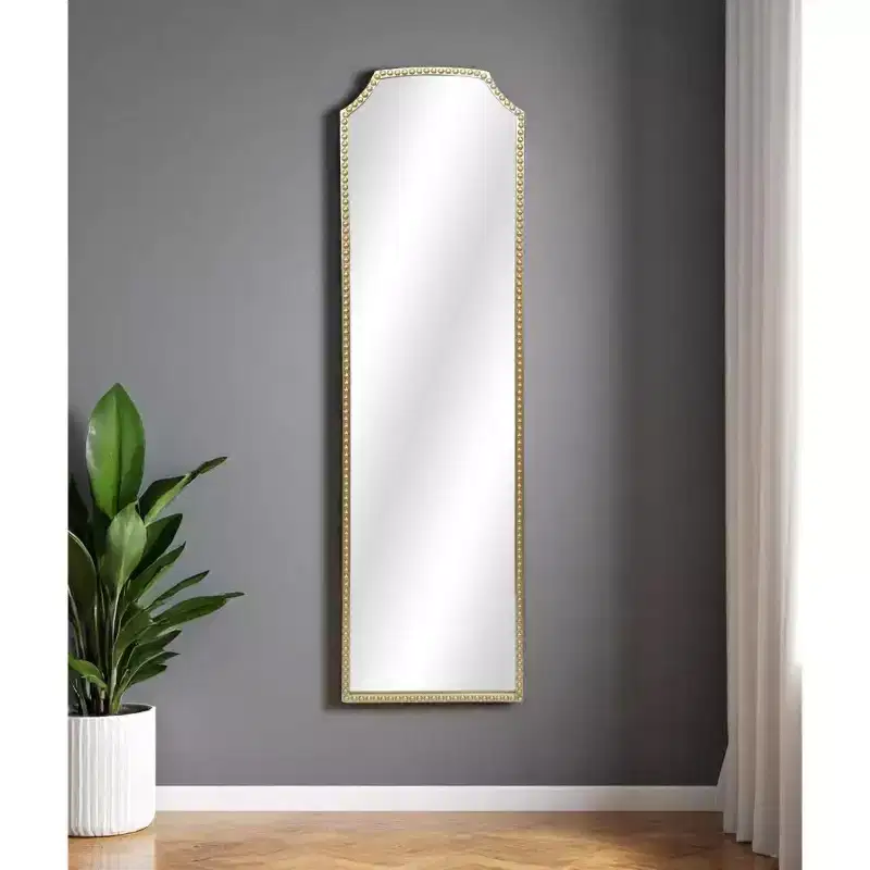 HomeRoots 64 Gold Metal Beaded Arch Full Length Hanging Mirror