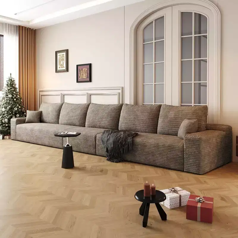 168 Inch Gray Plush Corduroy Fabric Cloud Sectional Couch Modern Modular Sofa for Living Room Apartment