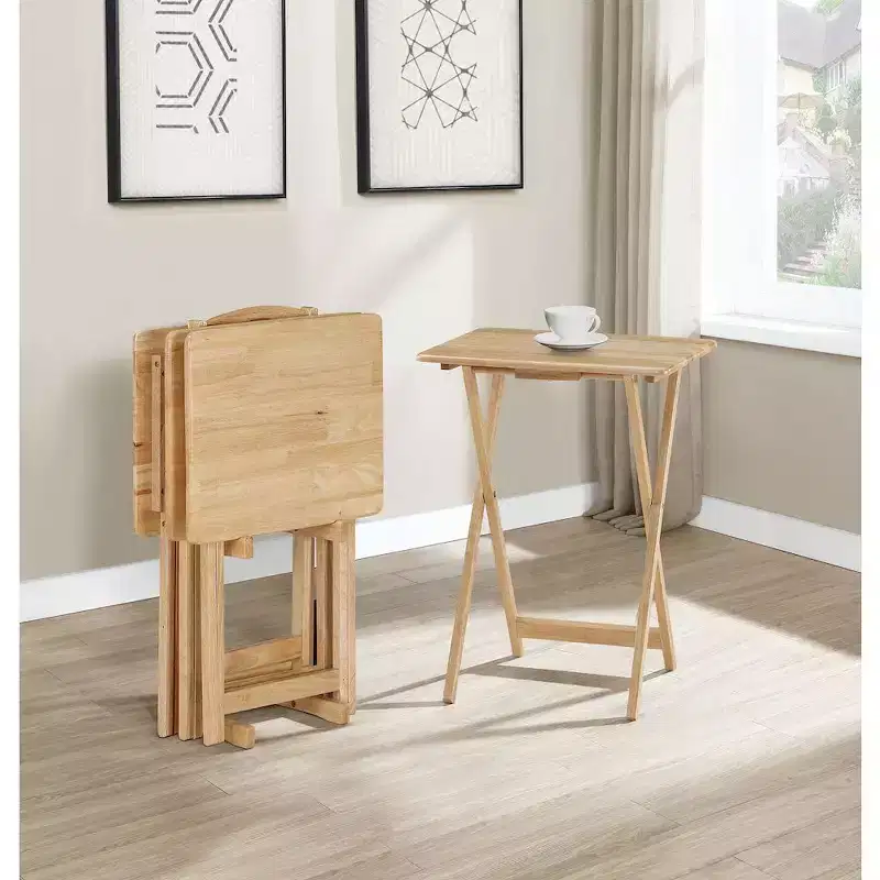 Coaster,Donna 4-piece TV Tray Table Set with Stand Natural
