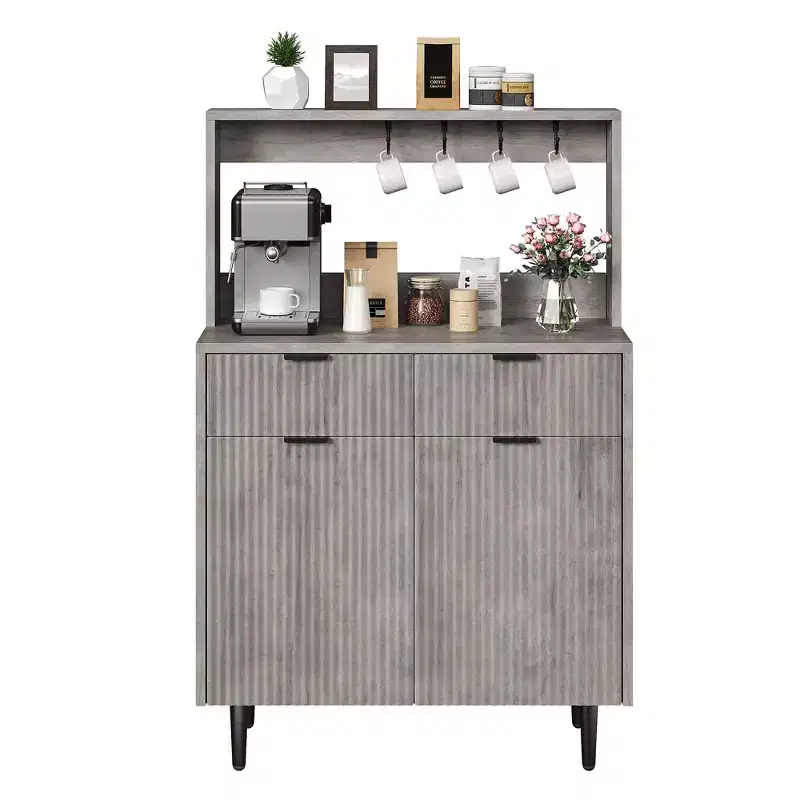 2-Door Sideboard Buffet Cabinet with 2 Drawers, Wood Storage Cabinet for Dining Room, Kitchen, and Living Room