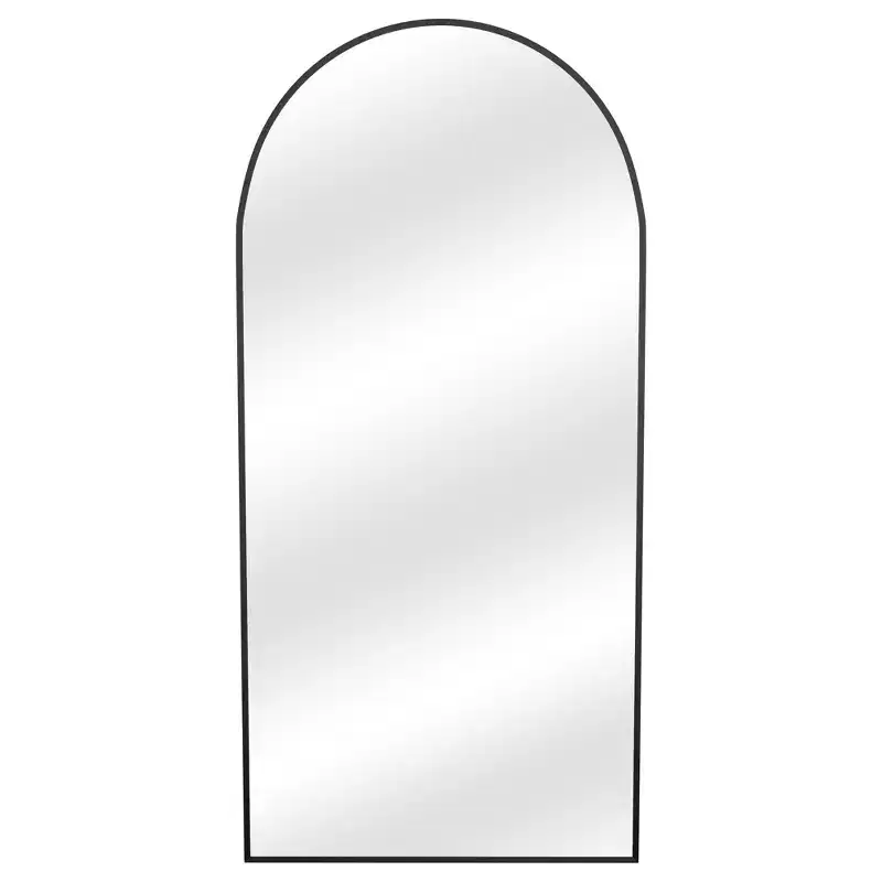 Black Arch Full-Length Floor Mirror, Aluminum Frame, Freestanding, 1–2 Person Use